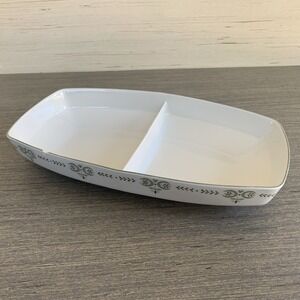 VTG 1960's Franciscan Heritage Green & Ivory Divided Serving Dish - Defect